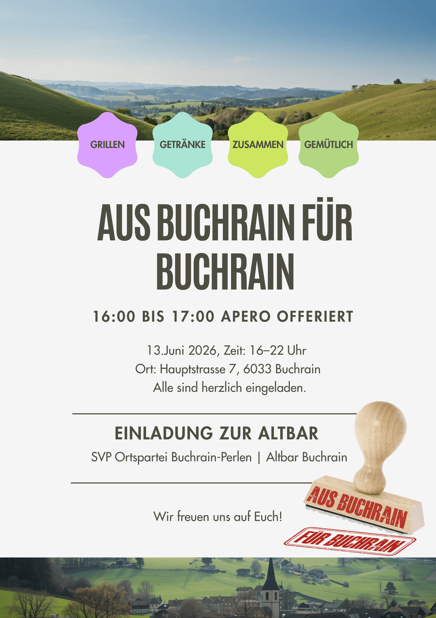 Einladung Aus Buchrain für Buchrain, 13. Juni 2026, Altbar